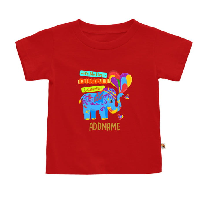 Teezbee.com - 1st Diwali Blue Elephant - Kids-T (Red)