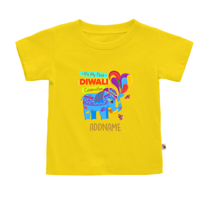 Teezbee.com - 1st Diwali Blue Elephant - Kids-T (Yellow)