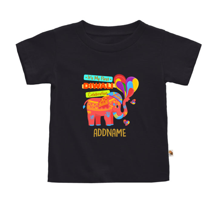 Teezbee.com - 1st Diwali Red Elephant - Kids-T (Black)