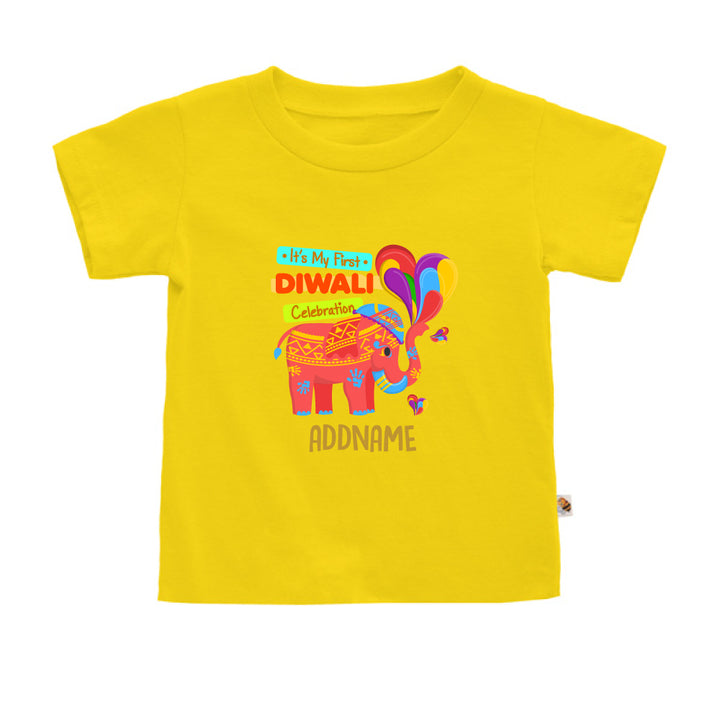 Teezbee.com - 1st Diwali Red Elephant - Kids-T (Yellow)
