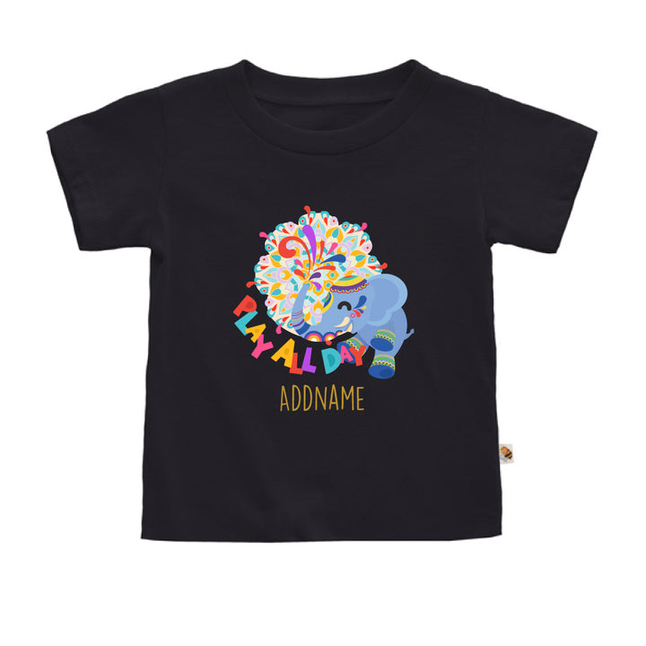 Teezbee.com - Play All Day Diwali Baby Elephant - Kids-T (Black)