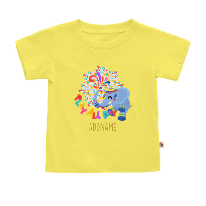 Teezbee.com - Play All Day Diwali Baby Elephant - Kids-T (Light Yellow)