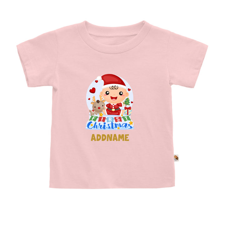 Teezbee.com - Baby BOY 1st Christmas Snow Globe - Kids-T (Pink)