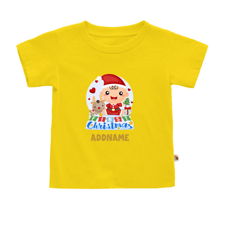Teezbee.com - Baby BOY 1st Christmas Snow Globe - Kids-T (Yellow)