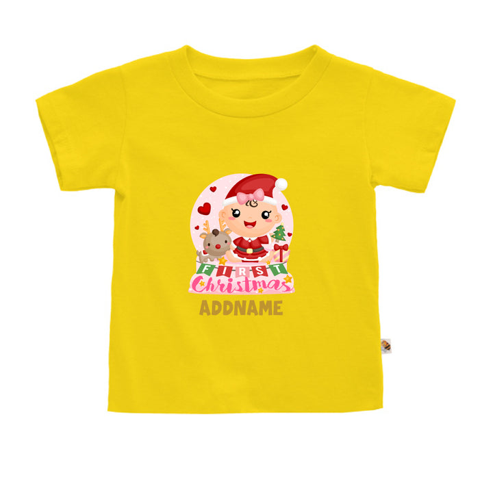 Teezbee.com - Baby GIRL 1st Christmas Snow Globe - Kids-T (Yellow)