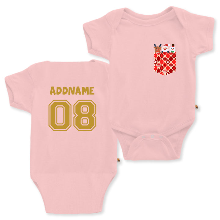 Teezbee.com - Christmas Ornaments Pocket Prints - Romper (Pink)