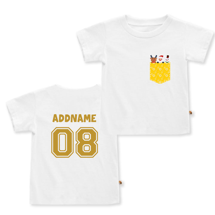 Teezbee.com - Christmas Yellow Pocket Prints - Kids-T (White)