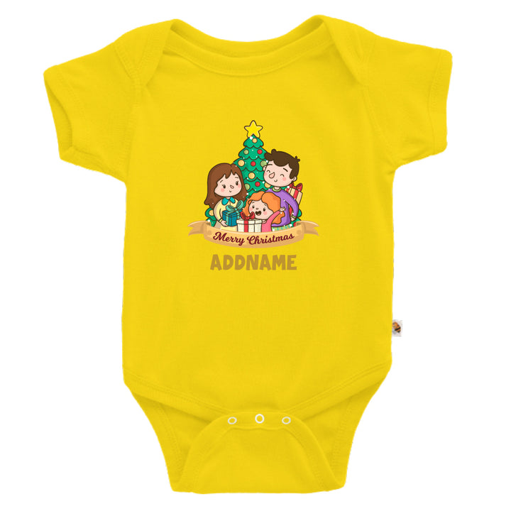 Teezbee.com - Happy Family Girl Christmas - Romper (Yellow)