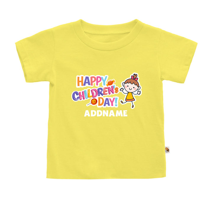 Teezbee.com - Cheerful Girl - Kids-T (Light Yellow)