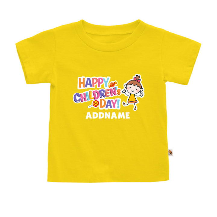 Teezbee.com - Cheerful Girl - Kids-T (Yellow)