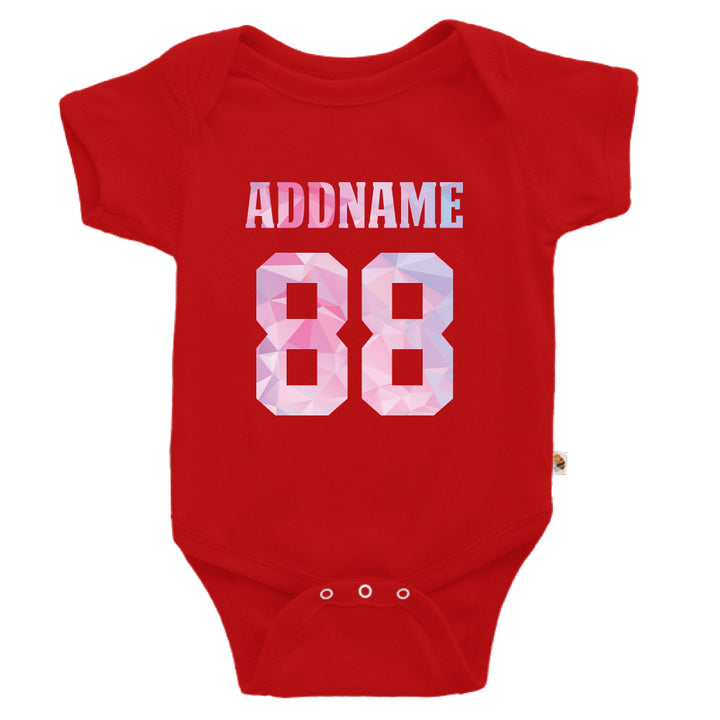 Teezbee.com - Pastel Polygonal Name with Number - Romper (Red)
