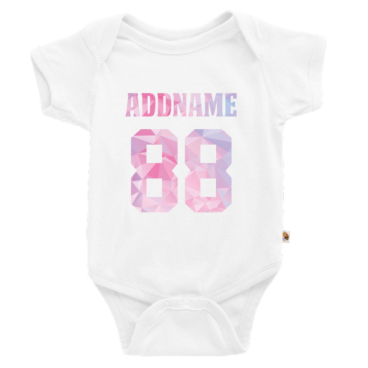 Teezbee.com - Pastel Polygonal Name with Number - Romper (White)