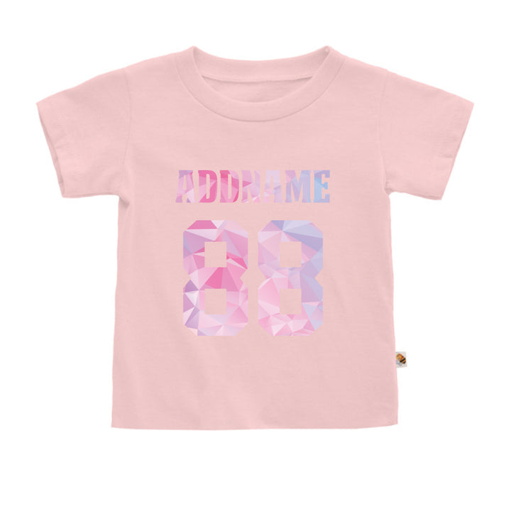 Teezbee.com - Pastel Polygonal Name with Number - Kids-T (Pink)
