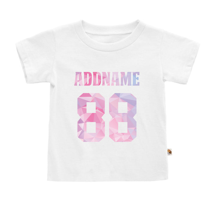 Teezbee.com - Pastel Polygonal Name with Number - Kids-T (White)