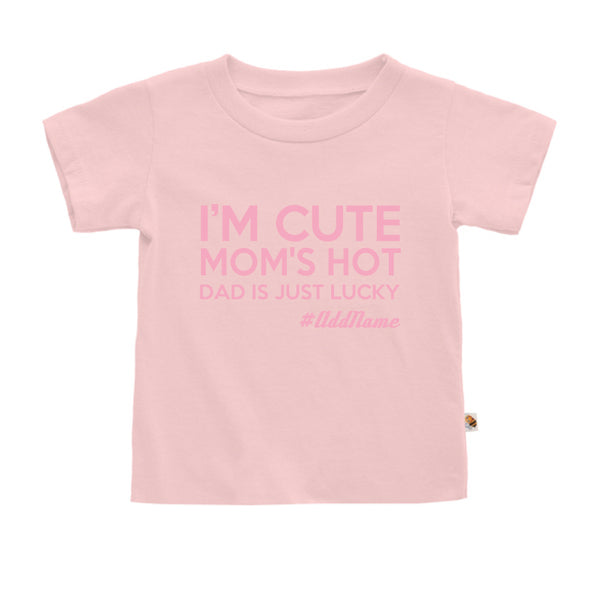 Teezbee.com - Mom's Hot Dad's Lucky - Kids-T (Pink)