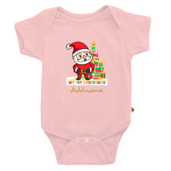 Teezbee.com - My 1st Christmas Snow Santa (Kids) - Romper (Pink)