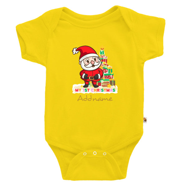 Teezbee.com - My 1st Christmas Snow Santa (Kids) - Romper (Yellow)