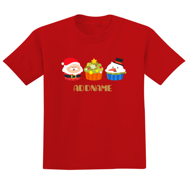 Teezbee.com - Adorable Assorted Christmas Santa Cupcakes - Adult-T (Red)