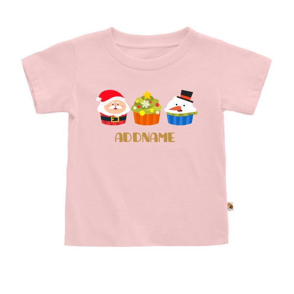 Teezbee.com - Adorable Assorted Christmas Santa Cupcakes - Kids-T (Pink)