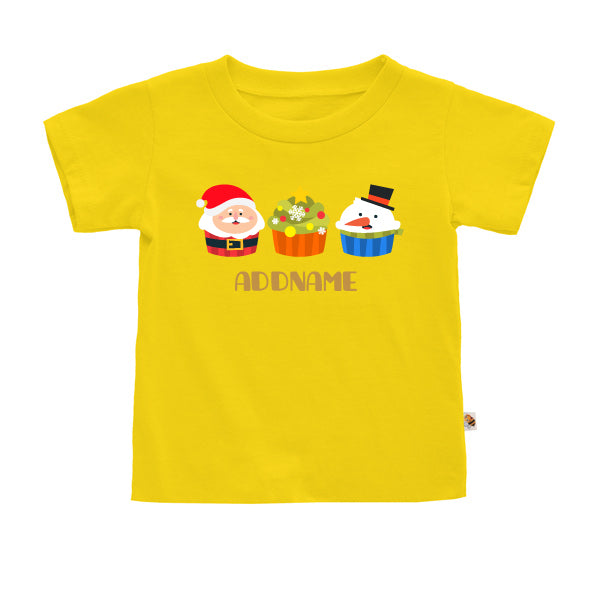 Teezbee.com - Adorable Assorted Christmas Santa Cupcakes - Kids-T (Yellow)