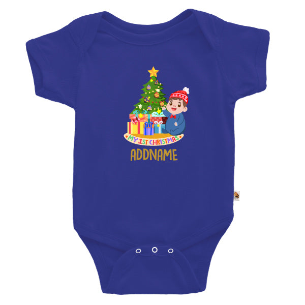 Teezbee.com - Cute Baby BOY 1st Christmas Celebration (Kids) - Romper (Blue)