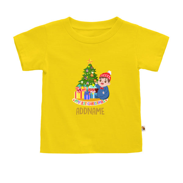 Teezbee.com - Cute Baby BOY 1st Christmas Celebration (Kids) - Kids-T (Yellow)