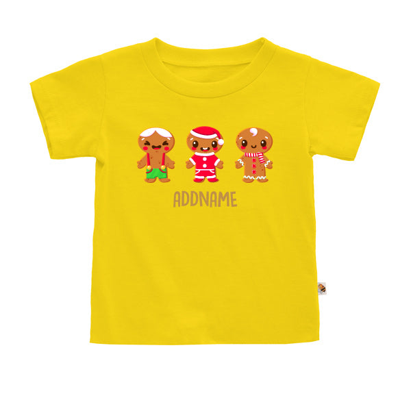 Teezbee.com - Cute Little Christmas Gingerbead BOY Cookies - Kids-T (Yellow)