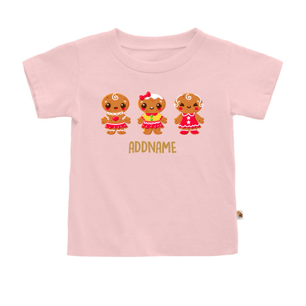 Teezbee.com - Cute Little Christmas Gingerbead GIRL Cookies - Kids-T (Pink)