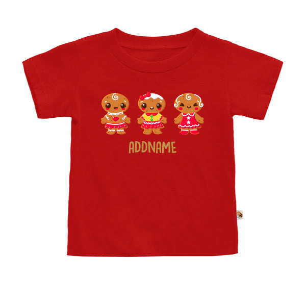 Teezbee.com - Cute Little Christmas Gingerbead GIRL Cookies - Kids-T (Red)