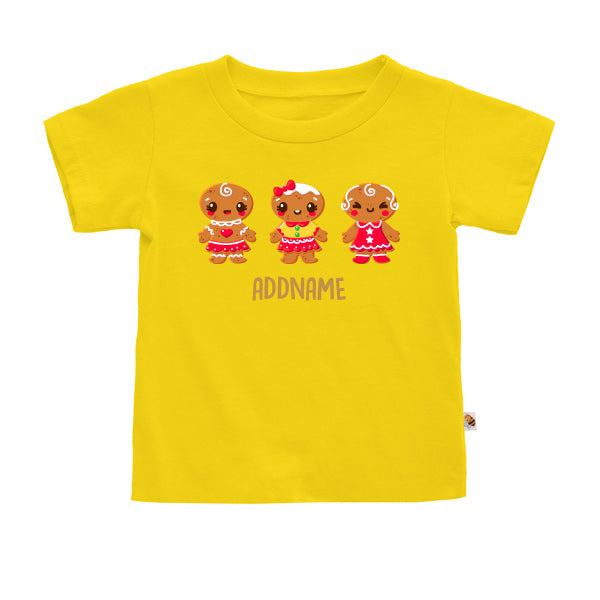Teezbee.com - Cute Little Christmas Gingerbead GIRL Cookies - Kids-T (Yellow)