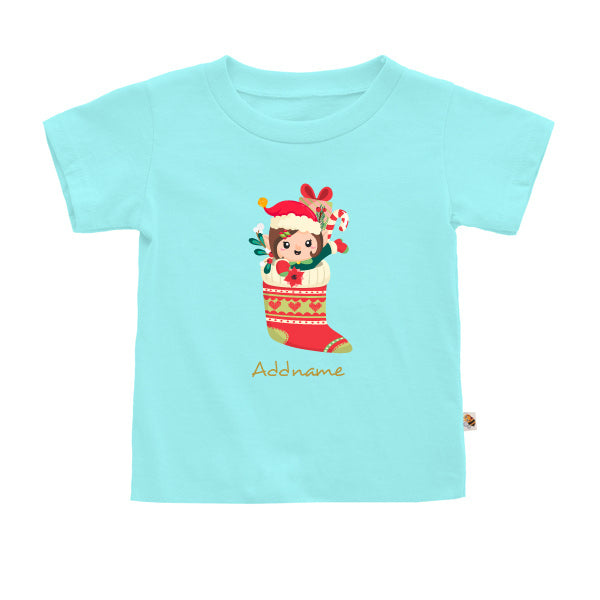 Teezbee.com - Christmas Elf Girl - Kids-T (Light Blue)