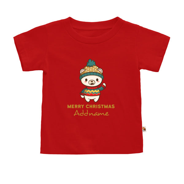 Teezbee.com - Cute Little Polar Bear Merry Christmas - Kids-T (Red)