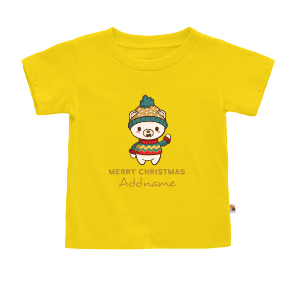 Teezbee.com - Cute Little Polar Bear Merry Christmas - Kids-T (Yellow)