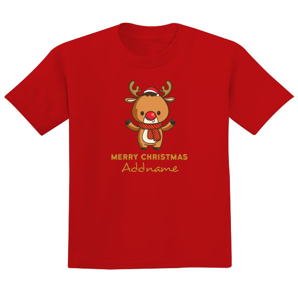 Teezbee.com - Cute Little Reindeer Merry Christmas - Adult-T (Red)