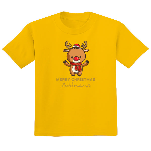 Teezbee.com - Cute Little Reindeer Merry Christmas - Adult-T (Yellow)
