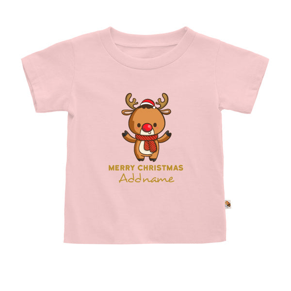Teezbee.com - Cute Little Reindeer Merry Christmas - Kids-T (Pink)