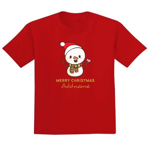 Teezbee.com - Cute Little Snowman Merry Christmas - Adult-T (Red)