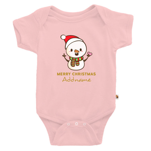 Teezbee.com - Cute Little Snowman Merry Christmas - Romper (Pink)