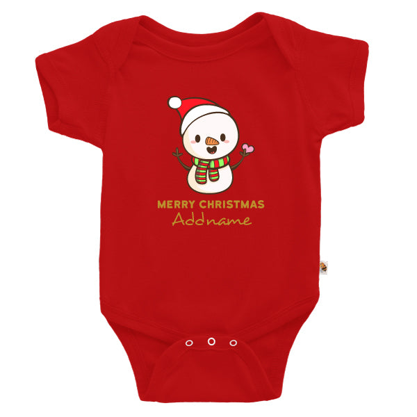 Teezbee.com - Cute Little Snowman Merry Christmas - Romper (Red)