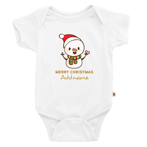 Teezbee.com - Cute Little Snowman Merry Christmas - Romper (White)