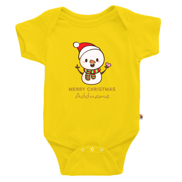 Teezbee.com - Cute Little Snowman Merry Christmas - Romper (Yellow)