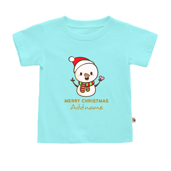 Teezbee.com - Cute Little Snowman Merry Christmas - Kids-T (Light Blue)