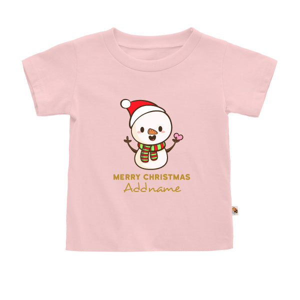 Teezbee.com - Cute Little Snowman Merry Christmas - Kids-T (Pink)