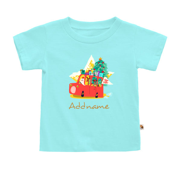 Teezbee.com - Merry & Bright Christmas Santa Reindeer Presents - Kids-T (Light Blue)