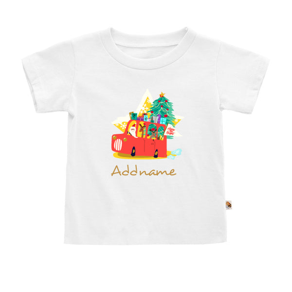 Teezbee.com - Merry & Bright Christmas Santa Reindeer Presents - Kids-T (White)