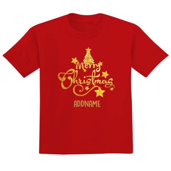 Teezbee.com - Merry Christmas Decorative Letters & Stars - Adult-T (Red)