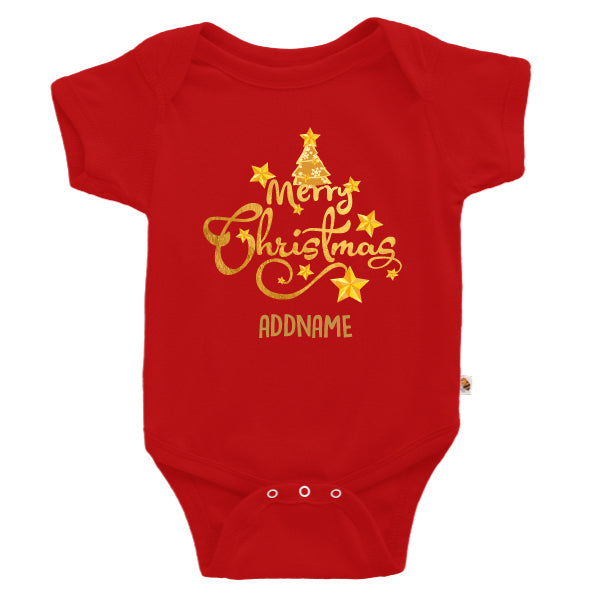 Teezbee.com - Merry Christmas Decorative Letters & Stars - Romper (Red)