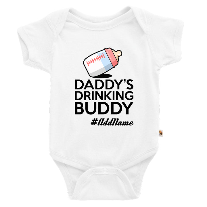 Teezbee.com - Daddy's Drinking Buddy Milk Bottle - Romper (White)