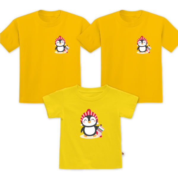 Teezbee.com - Christmas Cute Penguin Family Set - Kids-T (Yellow)