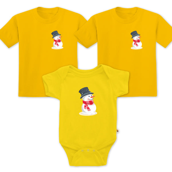Teezbee.com - Christmas Cute Snowman Family Set - Romper (Yellow)
